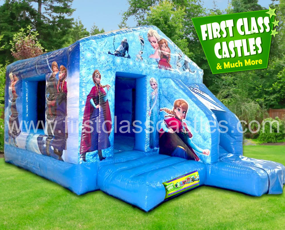 frozen bouncy castle with slide