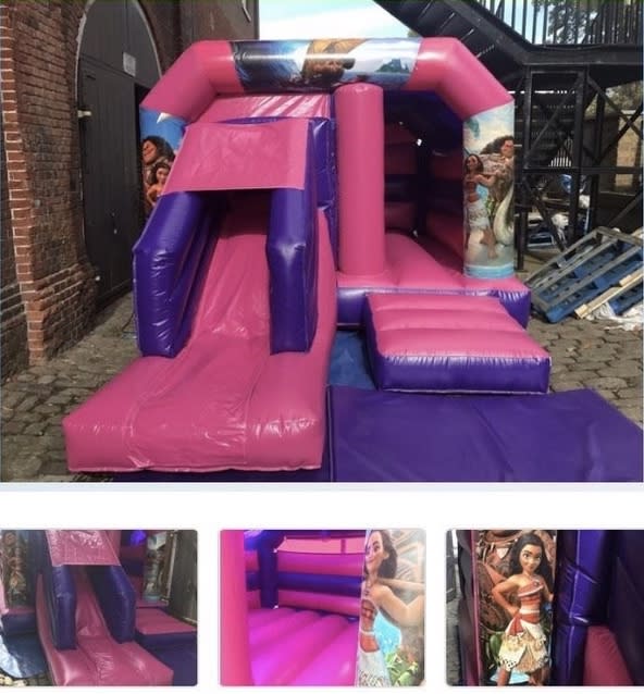 Moana Bounce And Slide Bouncy Castle 18x12 Pink Bouncy Castle Soft Play Hire In Chelmsford Maldon Southend Rayleigh Billericay Brentwood Braintree