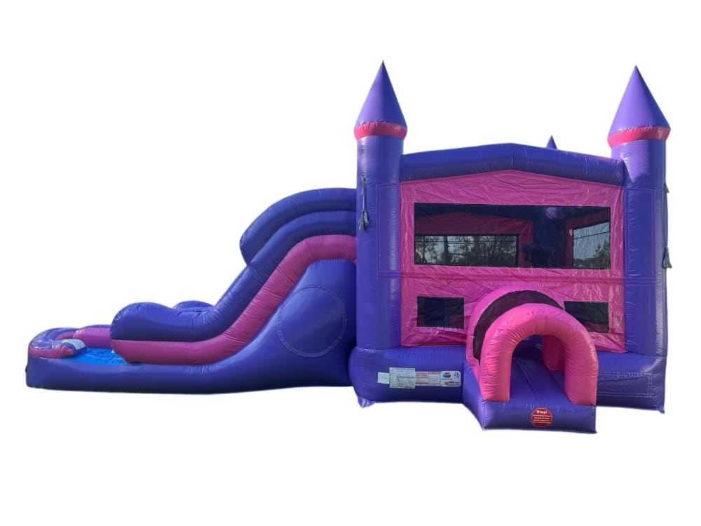 Princess castle PINK/PURPLE 5N1 COMBO DOUBLE LANE DRY/SLIDE