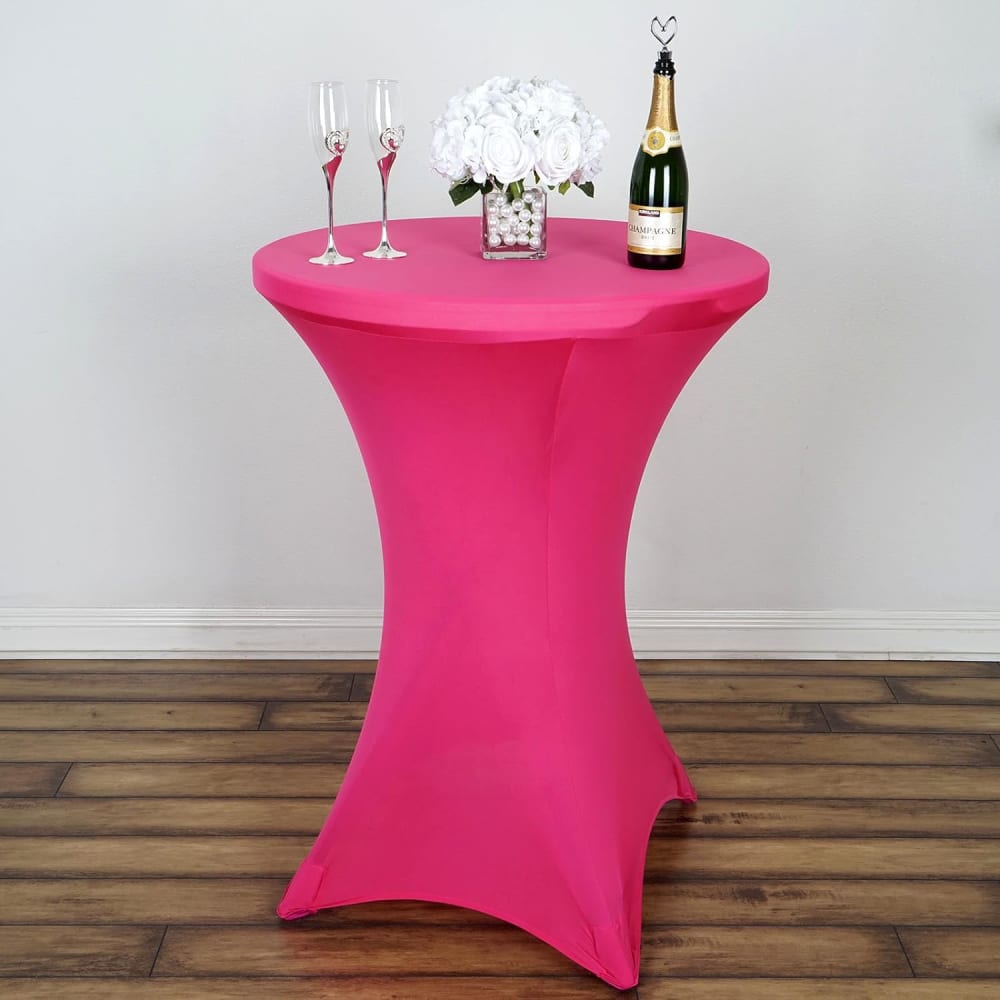 30in. COCKTAIL TABLE W/FUCHSIA SPANDEX - Party Rentals in Colorado
