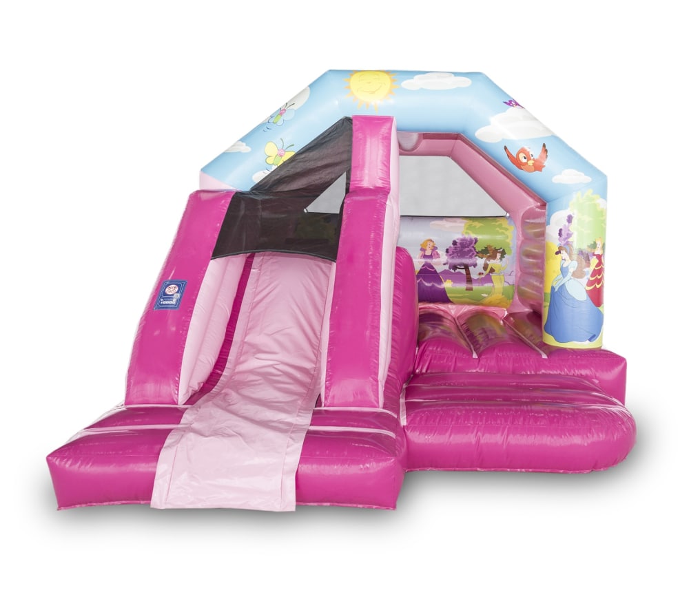 15 X 12 Princess Front Slide Combi Bouncy Castle Hire Surrey Bouncy Castle Hire In Surrey Guildford Bookham Fetcham Leatherhead Effingham Woking Dorking