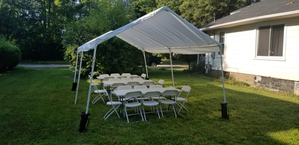 2 6' Tables, 12 Chairs, 1 10x10 Tent - Event Rental in Wayne County,  Oakland County, Washtenaw County