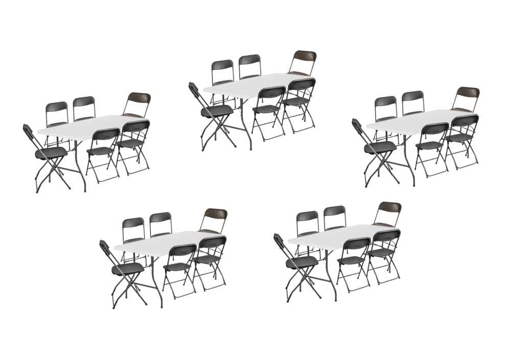 5 Long Tables 30 Black Chairs Table Chair Rentals in Detroit