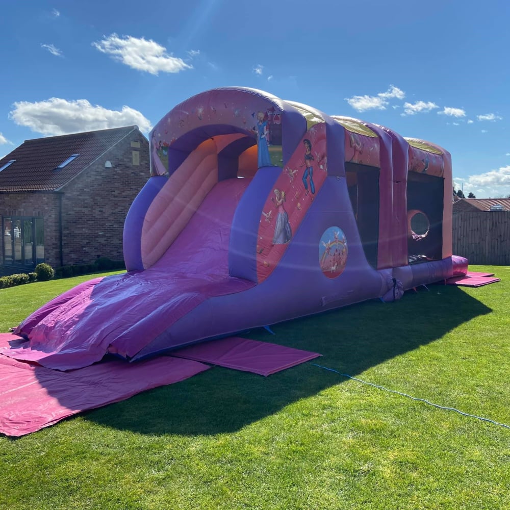 27ft By 9ft Large Princess Obstacle Bounce And Slide 125 00 Add 2nd Day Only 24 Extra Bouncy Castle And Soft Play Hire In Newark Nottinghamshire Lincolnshire