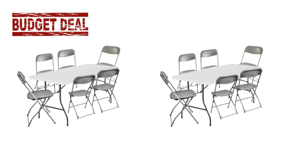2 Long Tables 12 Standard Folding Chairs Table Chair Rentals in Detroit Surrounding Areas The Event Suppliers LLC