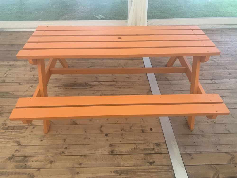 Picnic Bench Orange Bouncy Castle Hire In Coventry Birmingham