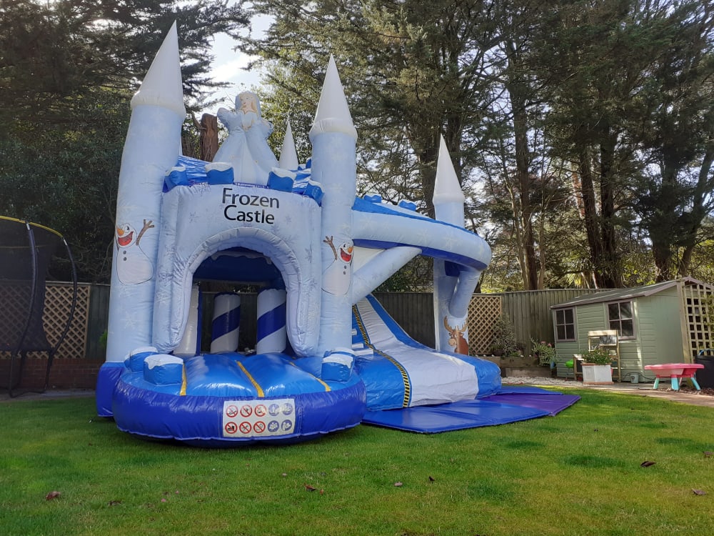 frozen bouncy castle with slide