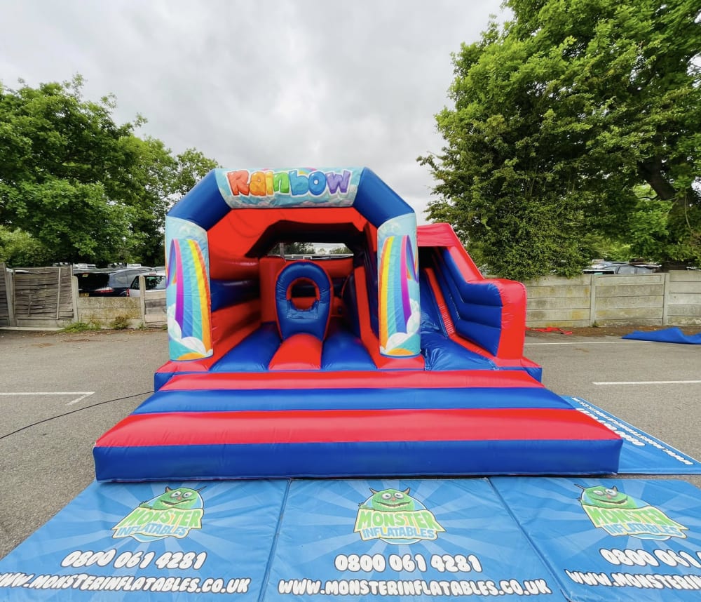 Rainbow Bounce, Climb & Slide Bouncy Castle (Blue 15x17) - Bouncy Castle &  Soft Play Hire in Chelmsford, Maldon, Southend, Rayleigh, Billericay,  Brentwood & Braintree