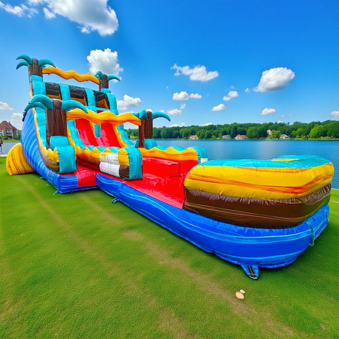 Make a Splash with the 20' Tropic Shock Hybrid Dual Lane Waterslide 🌴