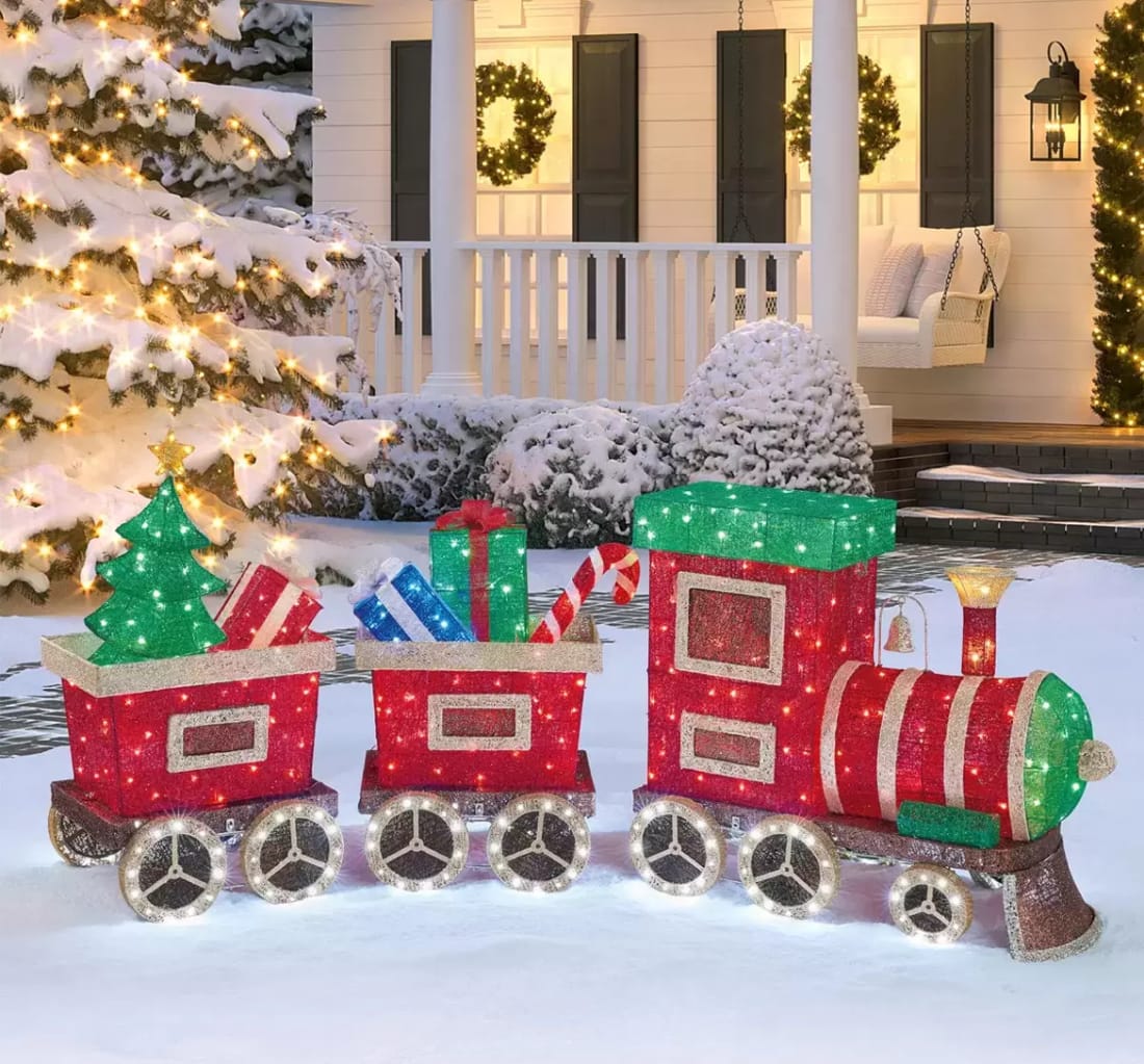 Outdoor christmas train set on sale