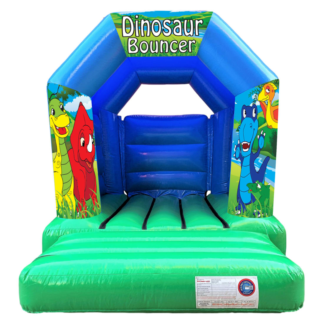 Dinosaur (Cartoon) Theme Toddler Bouncy Castle - Green & Blue - Bouncy  Castle Hire & Event Entertainments in Leeds, Wakefield, Bradford,  Huddersfield, Halifax, York, Sheffield & Nationwide