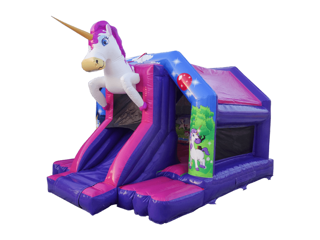 14ft X 18ft Disco Unicorn with Lights, Music & Slide Bouncy Castle