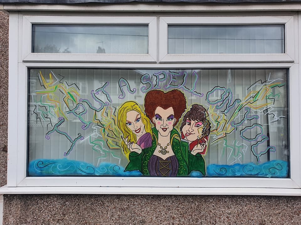 Halloween window painting County Durham