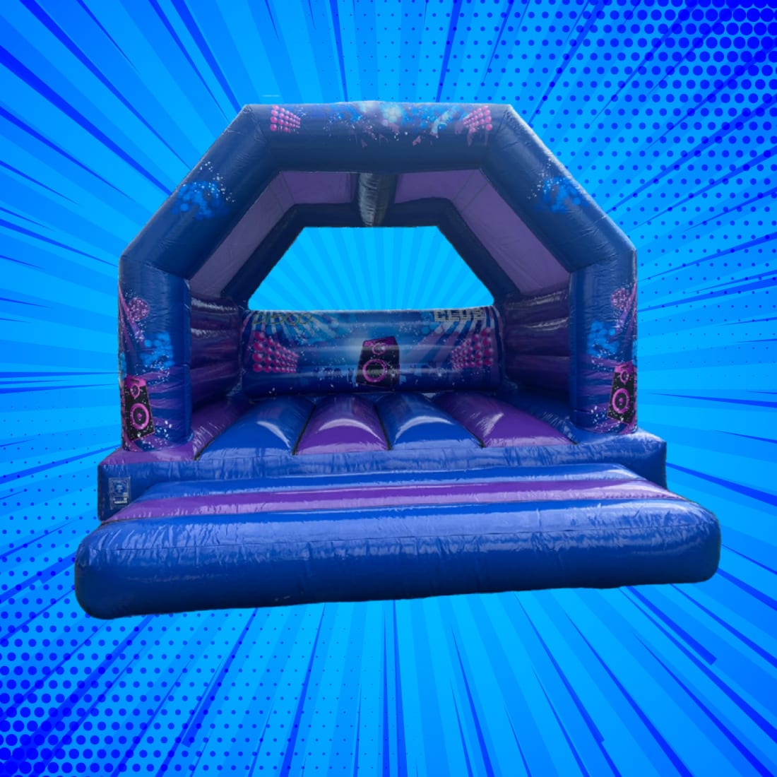 Blue Disco Theme Adult Castle Hire | Groove and Bounce in Style