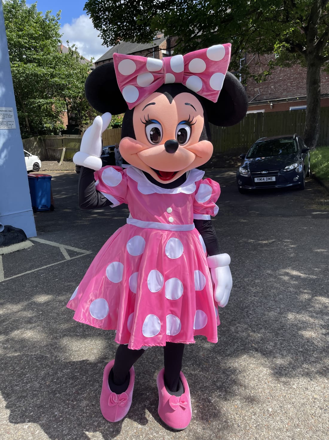 Pink minnie shop mouse mascot costume