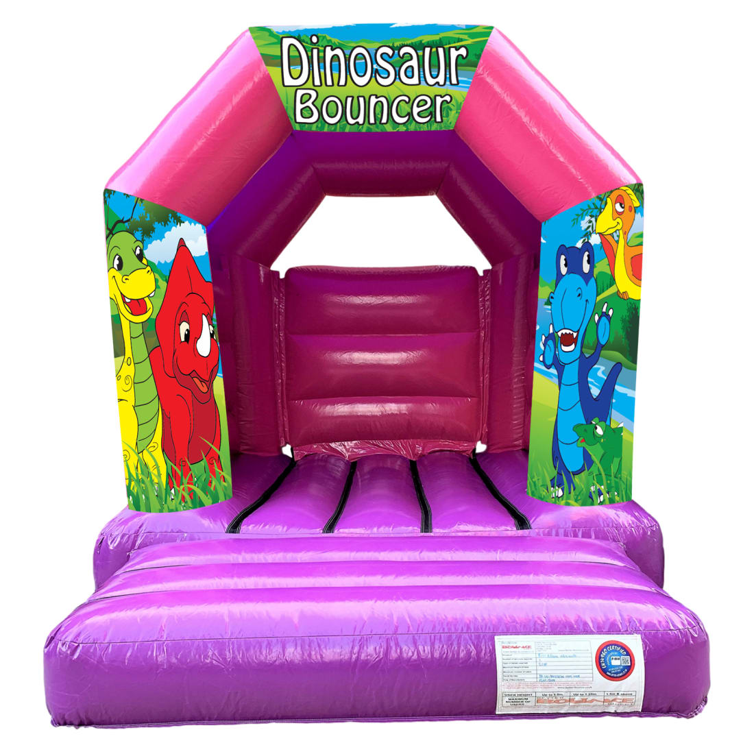 Dinosaur (Cartoon) Theme Toddler Bouncy Castle - Pink & Purple - Bouncy  Castle Hire & Event Entertainments in Leeds, Wakefield, Bradford,  Huddersfield, Halifax, York, Sheffield & Nationwide