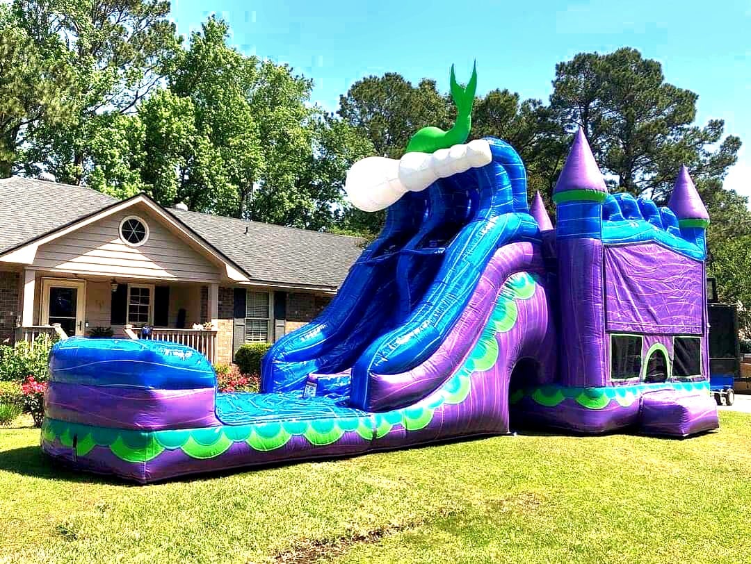 Aquamarina Dual Lane Combo - Bounce House Rental & Foam Party