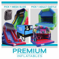ANY Adults Bouncy Castle + ANY Adults Mega Slide + Generators & Fuel Included