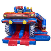 3D XL Monster Truck Twin Slide Bouncy Castle