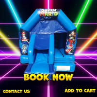 Mario Blue Front Slide & Bounce 12x16ft Hire