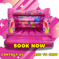 Pink Party Time H-frame Bouncy Castle