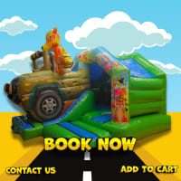 Safari 3D front bounce and slide 15ft x 17ft Hire