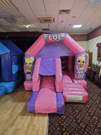 LOL Pink Front Slide & Bounce 12x16ft Hire
