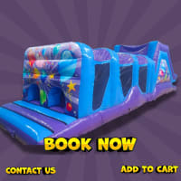 Party time blue and purple assault course 50ft Hire