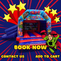 Superhero Bouncy Castle with Side Slide