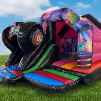 3D Disco Bounce N’ Slide Hire | Disco Bouncy Castle With Slide & Speaker