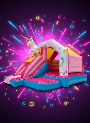3d Unicorn Bouncy Castle With Slide (12ftx15ft)