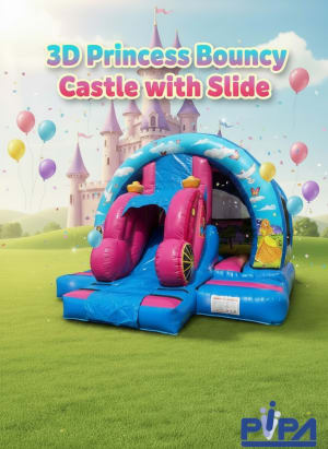 3D Princess Bouncy Castle with Slide (14ftx16ft)
