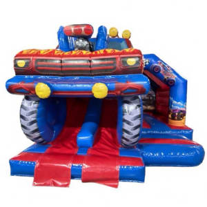 3D XL Monster Truck Twin Slide Bouncy Castle Hire in Leeds