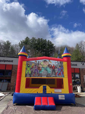 Castle Bounce House W/ Super Hero Panel