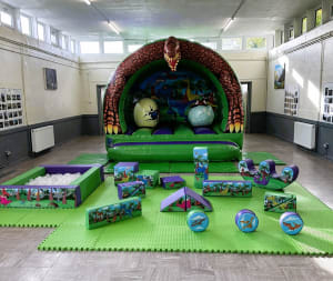 Dinosaur Curved Bouncy Castle Package