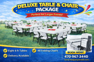 Table & Chair Deluxe (8 tables & 46 Chairs - 6ft tables)