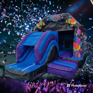 Blue And green Castle with slide (12ft x 18ft) party time