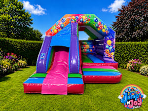 Multi-coloured Party Front Slide Combo Bouncy Castle