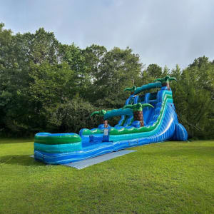 20' Island Drop Double Lane Hybrid Water Slide