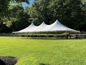 30 x 60 High Peak Pole Tent Package (150 White Chairs)