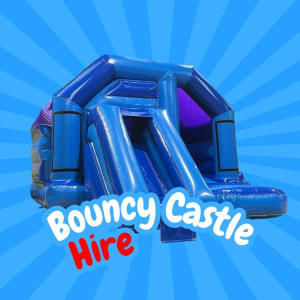 Blue Bouncy Castle with Slide