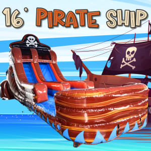 16' Pirate Ship Single Lane Water Slide