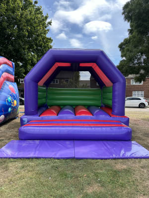 Adult Bouncy Castle Purple, Red & Green hire