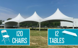 20x60 Tent Package (120 Chairs & 12 Tables)