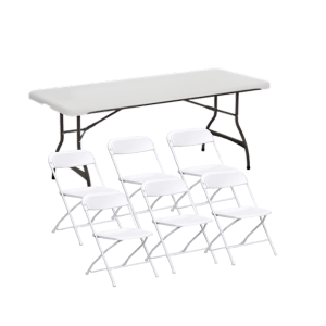 6ft Rectangular Table and 6 Light Weight Chairs Sets
