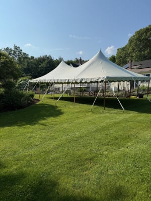 20x40 Deluxe Pole Tent Package (64 White Padded Chairs)