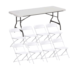 8ft Rectangular Table and 8 Light Weight Chairs Sets