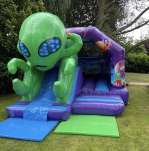 3D Alien Front Slide Bouncy Castle hire
