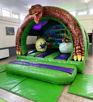 3D Dinosaur Curved Bouncy Castle hire