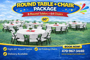 Round Table + Chair Package ( 8 tables and 64 chairs)